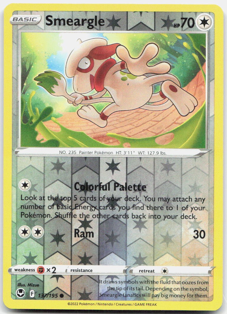 Smeargle 137/195 Common Silver Tempest Pokemon Reverse Holo Near Mint