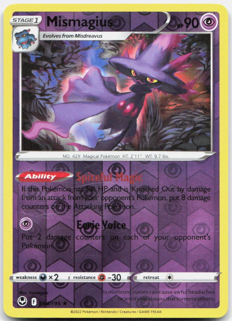 Mismagius 064/195 Rare Silver Tempest Pokemon Reverse Holo Near Mint
