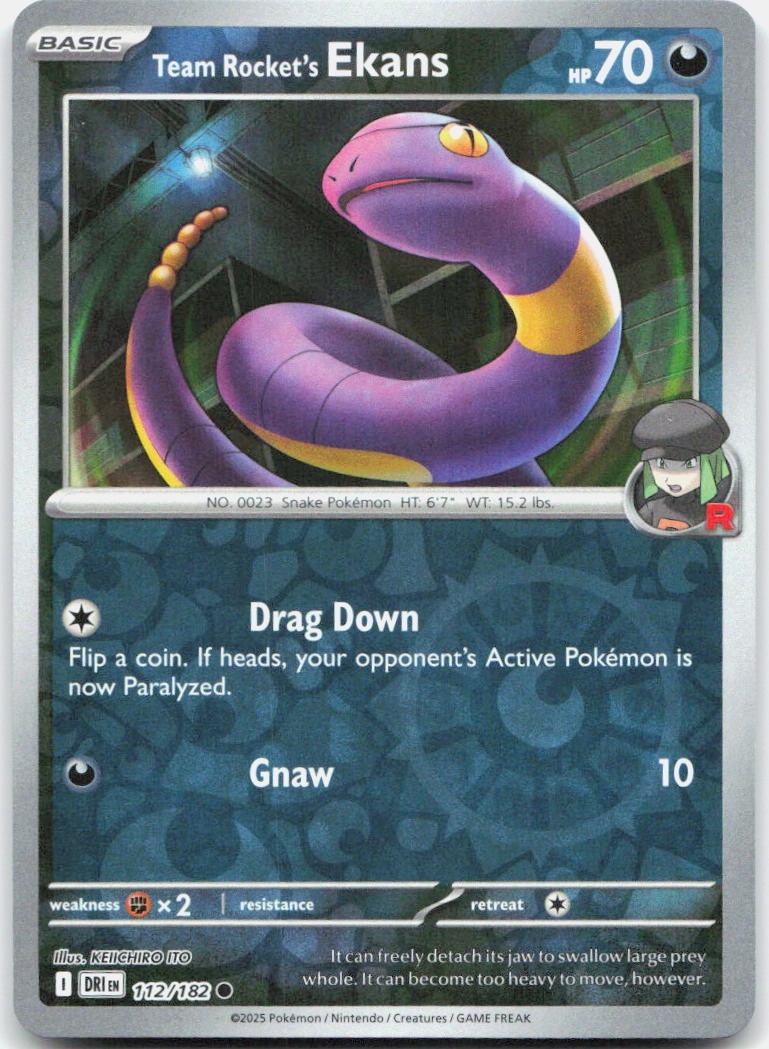 Team Rocket's Ekans 112/182 Common Destined Rivals Pokemon Reverse Holo NM