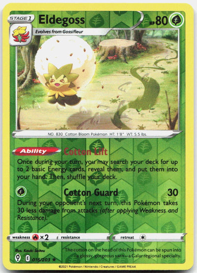 Eldegoss Reverse Holo Holo Rare SWSH07: Evolving Skies 016/203 NM