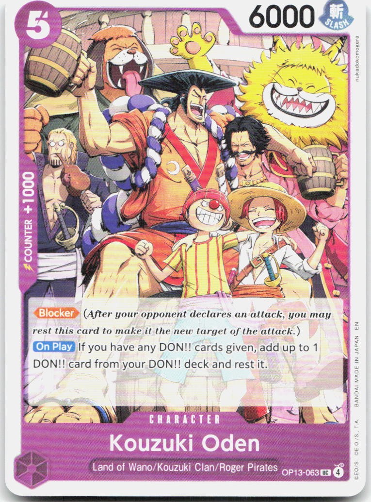 Kouzuki Oden UC Carrying On His Will3rd Anniversary Tournament Cards OP13-063 NM