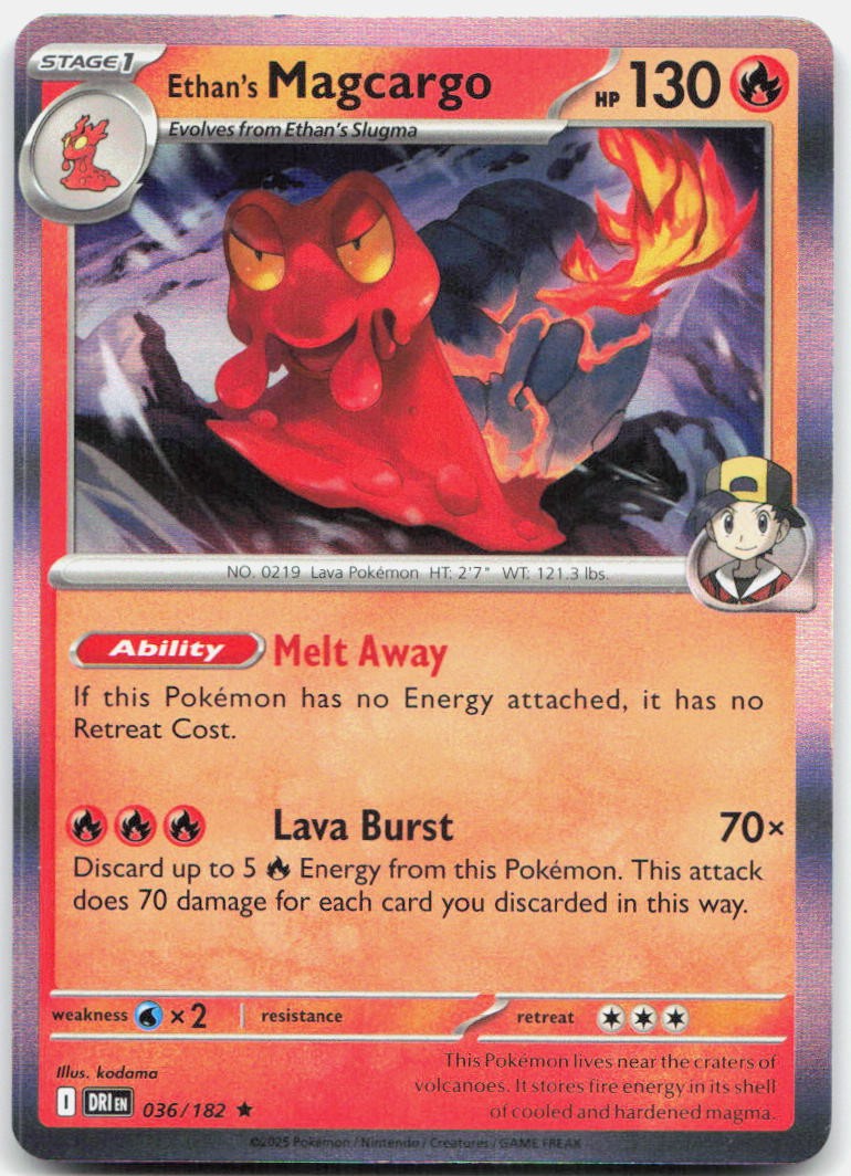 Ethan's Magcargo 036/182 Rare Destined Rivals Pokemon Holo Near Mint