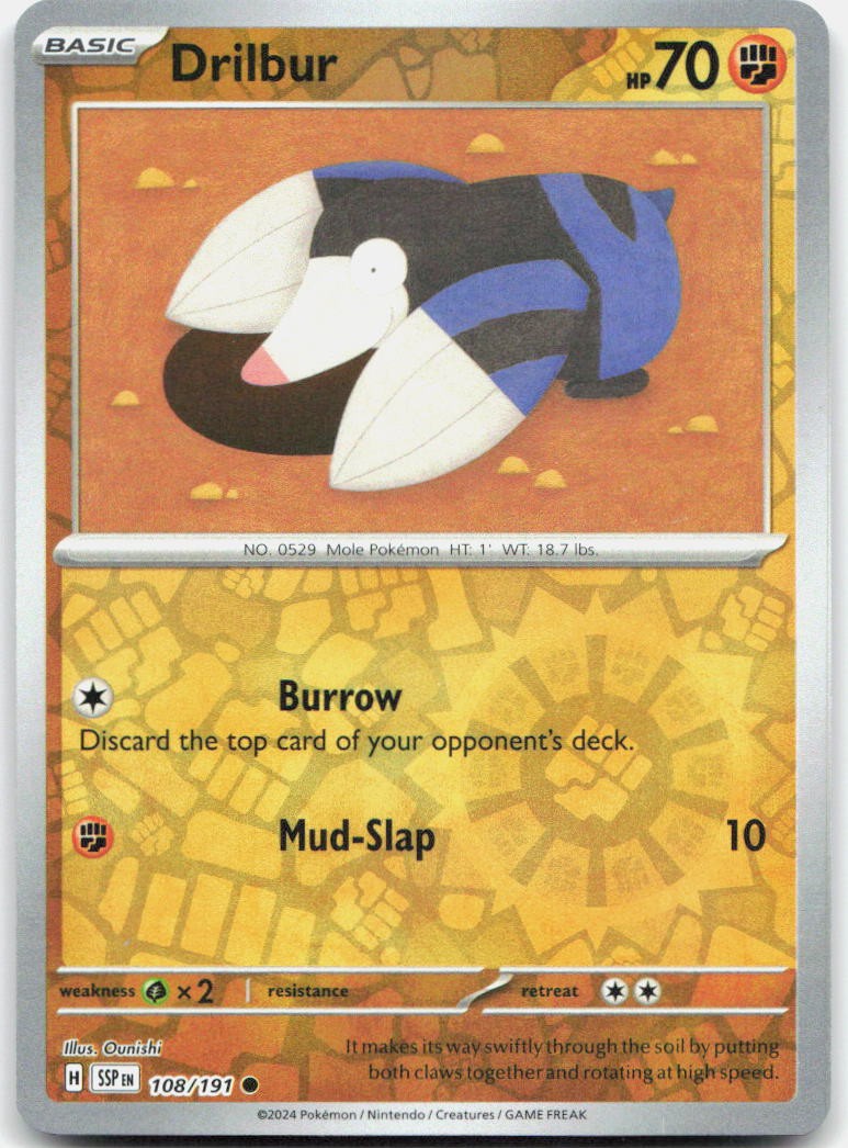 Drilbur Reverse Holo Common SV08: Surging Sparks 108/191 NM