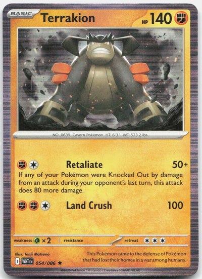 Terrakion 054/086 Holo Rare White Flare Pokemon Near Mint
