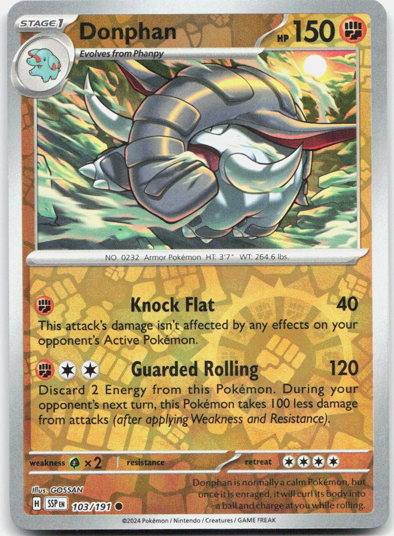 Donphan Reverse Holo Common SV08: Surging Sparks 103/191 NM