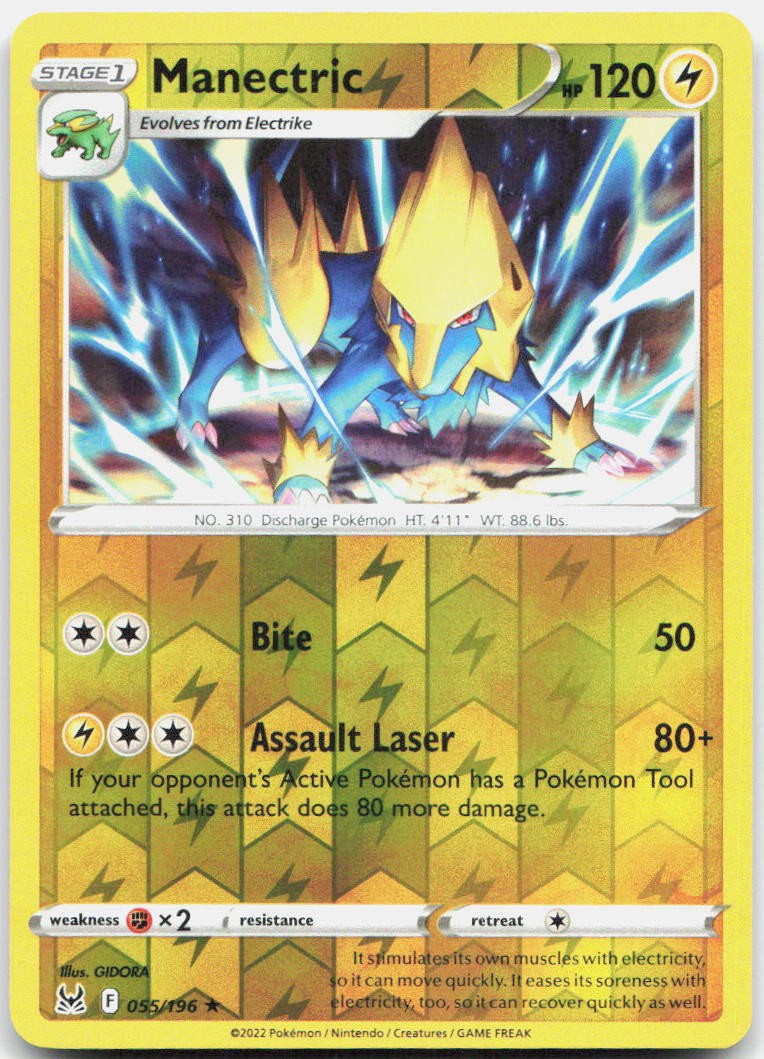 Manectric Reverse Holo Rare SWSH11: Lost Origin 055/196 NM