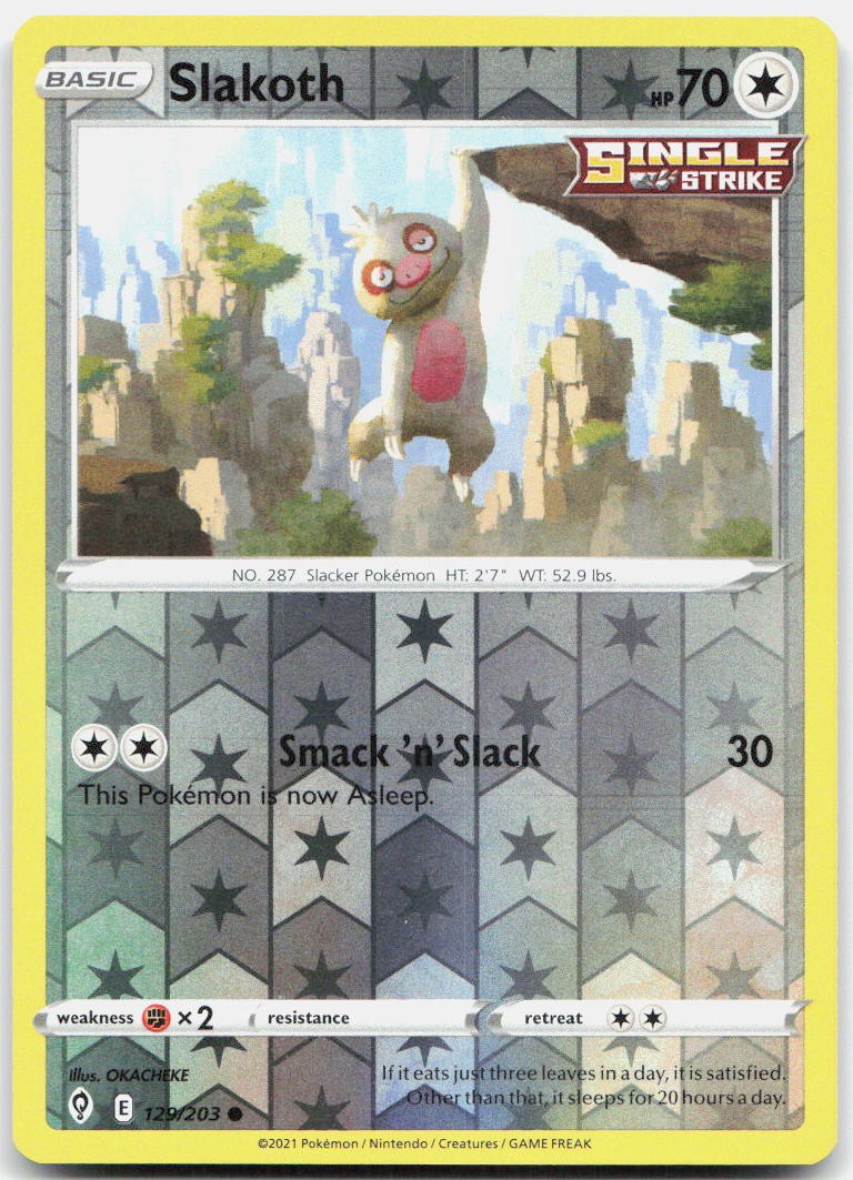 Slakoth Reverse Holo Common SWSH07: Evolving Skies 129/203 NM