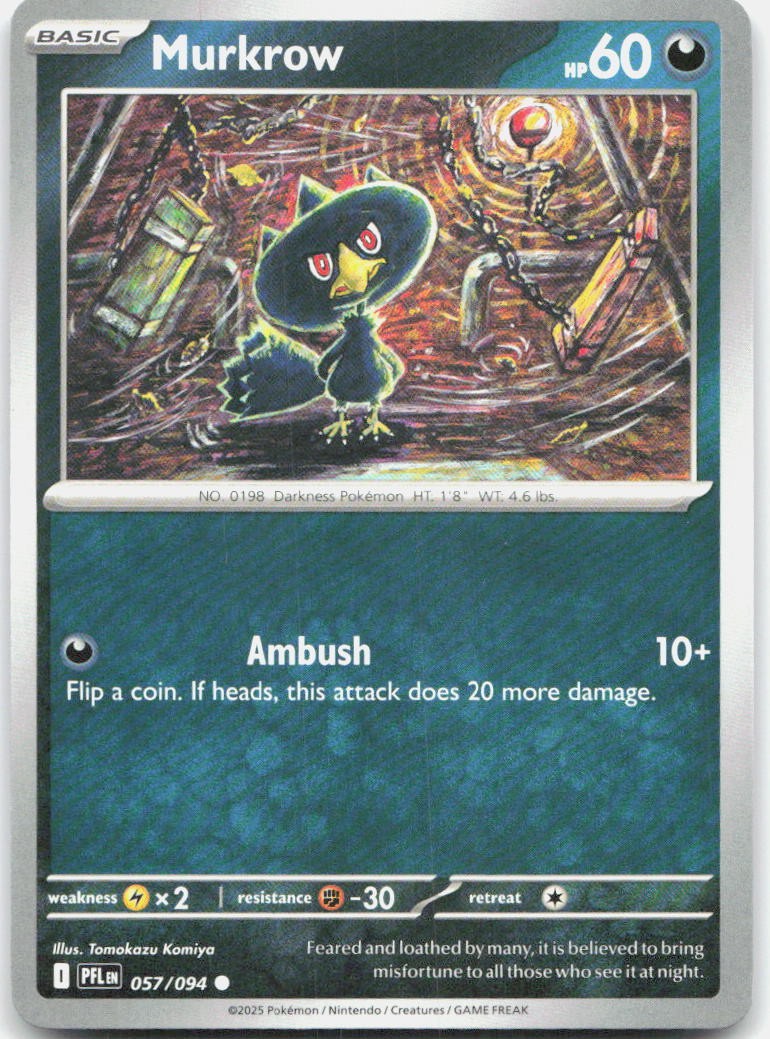 Murkrow 057/094 Common Phantasmal Flames Pokemon Near Mint