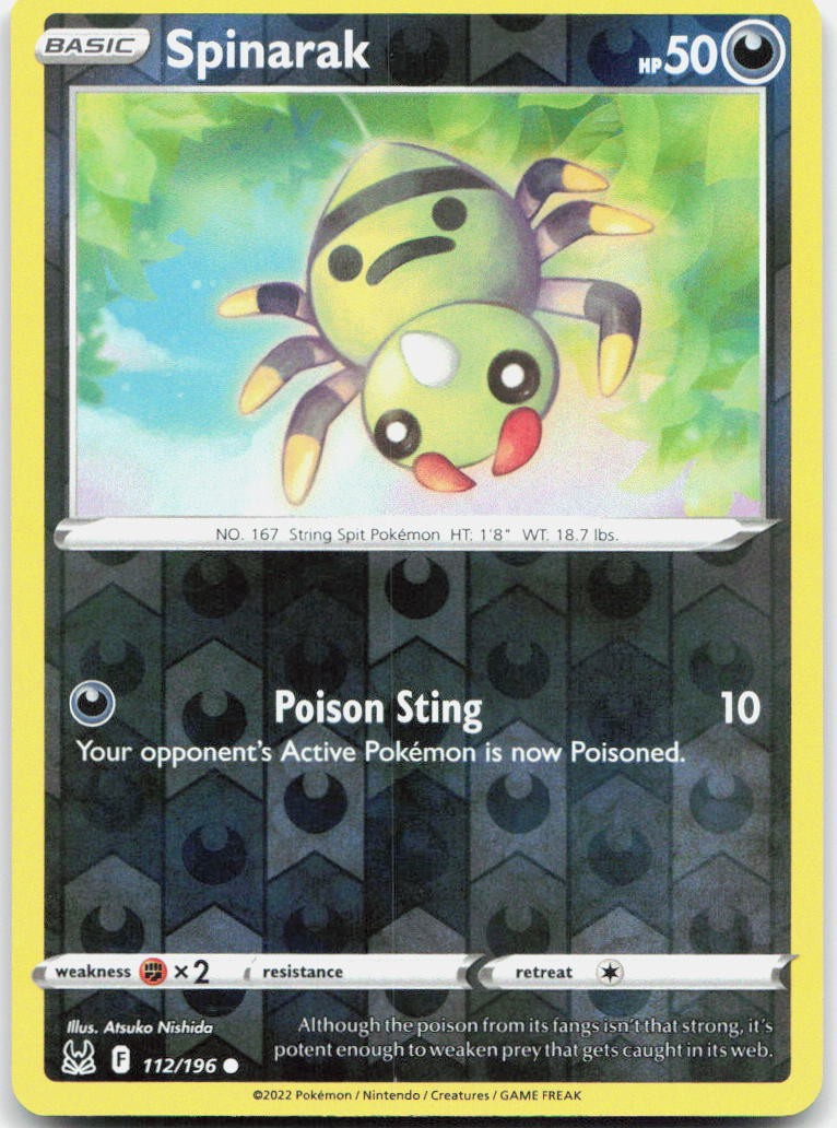 Spinarak 112/196 Common Lost Origin Pokemon Reverse Holo Near Mint