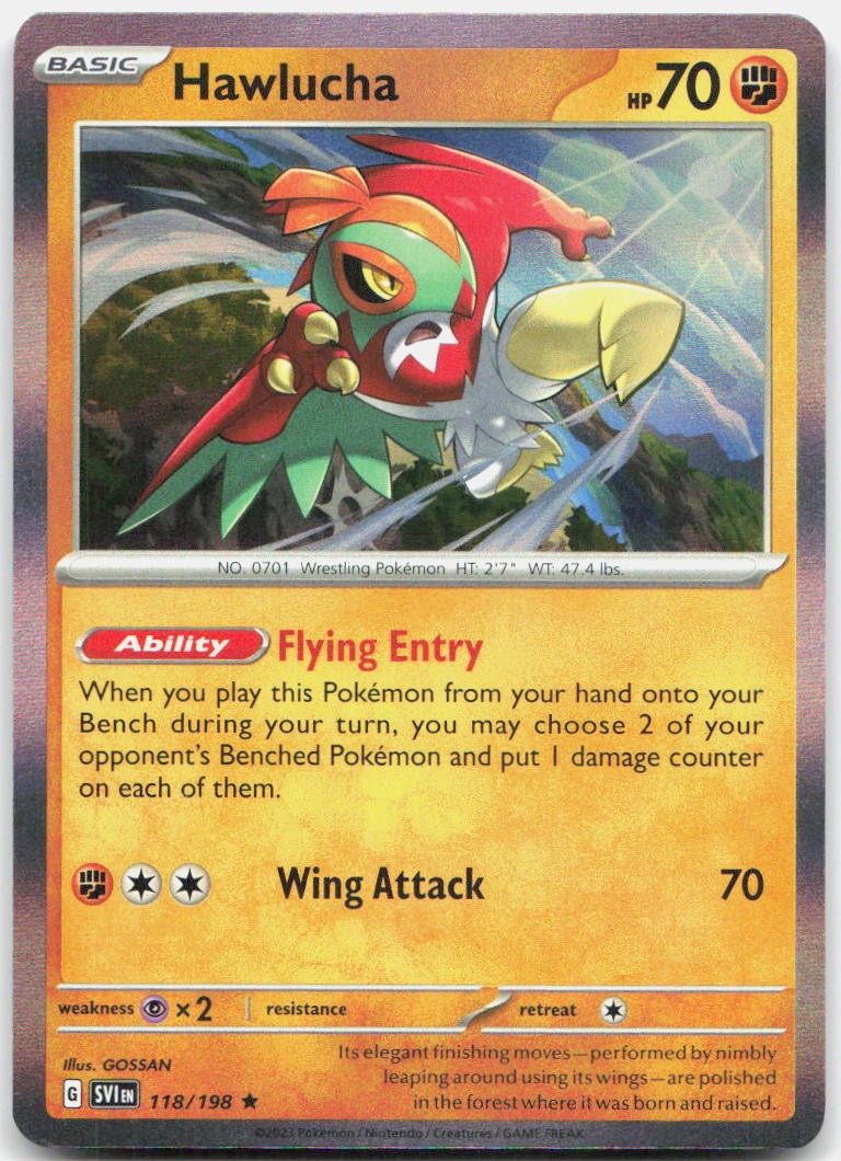 Hawlucha 118/198 Rare Scarlet & Violet Pokemon Holo Near Mint