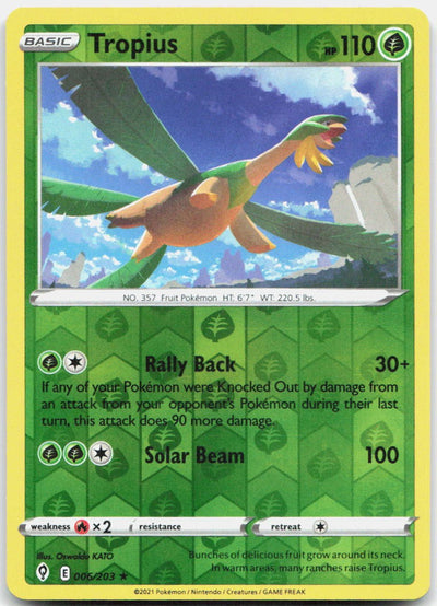 Tropius Reverse Holo Rare SWSH07: Evolving Skies 006/203 NM