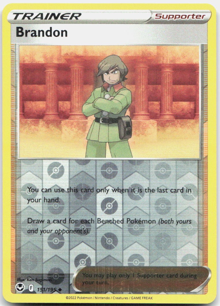 Brandon 151/195 Uncommon Silver Tempest Pokemon Reverse Holo Near Mint