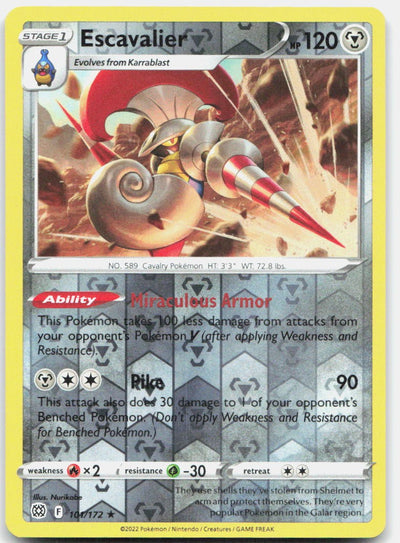 Escavalier 101/172 Rare Brilliant Stars Pokemon Reverse Holo Near Mint