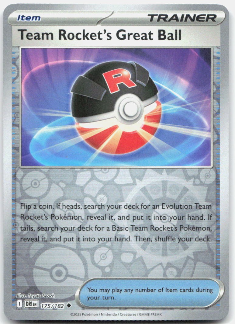 Team Rocket's Great Ball 175/182 Destined Rivals Pokemon Reverse Holo NM