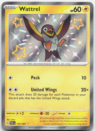 Wattrel Holo Shiny Rare SV: Paldean Fates 145/091 NM