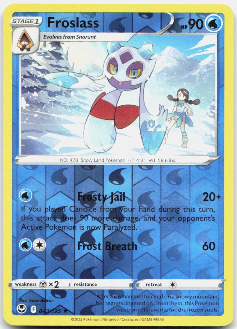 Froslass 043/195 Rare Silver Tempest Pokemon Reverse Holo Near Mint