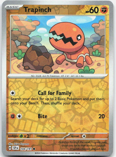 Trapinch Reverse Holo Common SV08: Surging Sparks 104/191 NM
