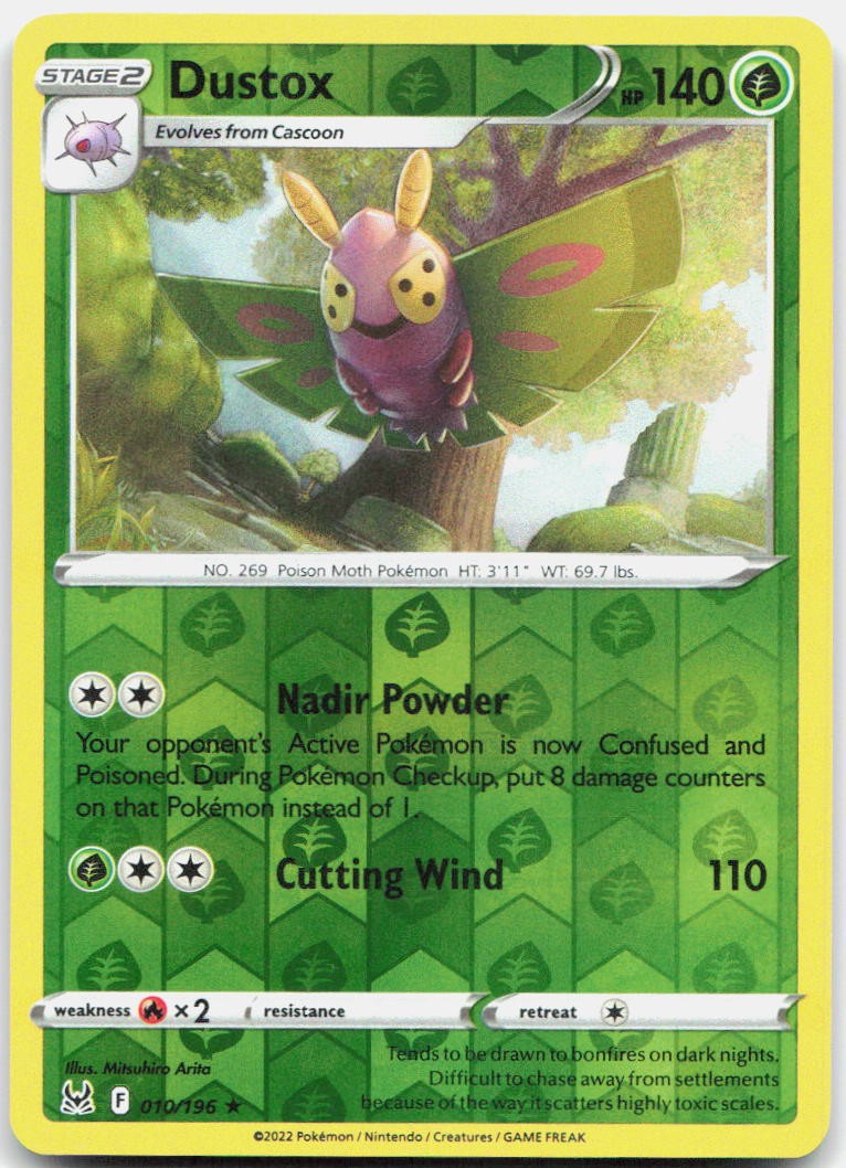 Dustox Reverse Holo Rare SWSH11: Lost Origin 010/196 NM