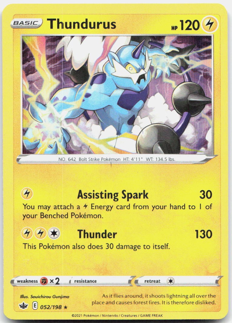 Thundurus 052/198 Holo Rare Chilling Reign Pokemon Holo Near Mint