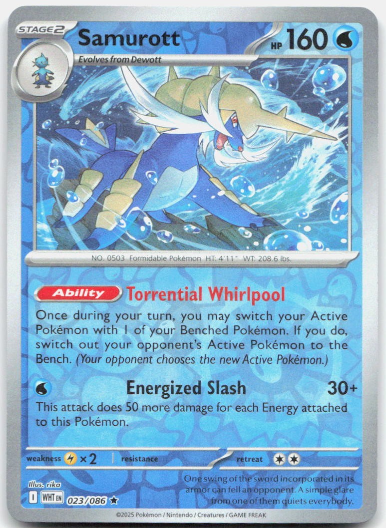 Samurott 023/086 Rare White Flare Pokemon Reverse Holo Near Mint