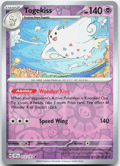 Togekiss Reverse Holo Rare SV08: Surging Sparks 072/191 NM