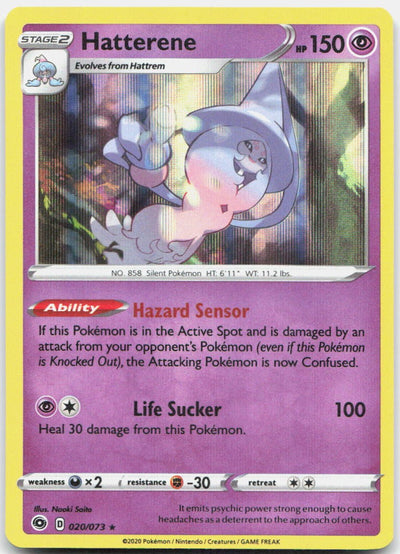 Hatterene 020/073 Holo Rare Champion's Path Pokemon Holo Near Mint