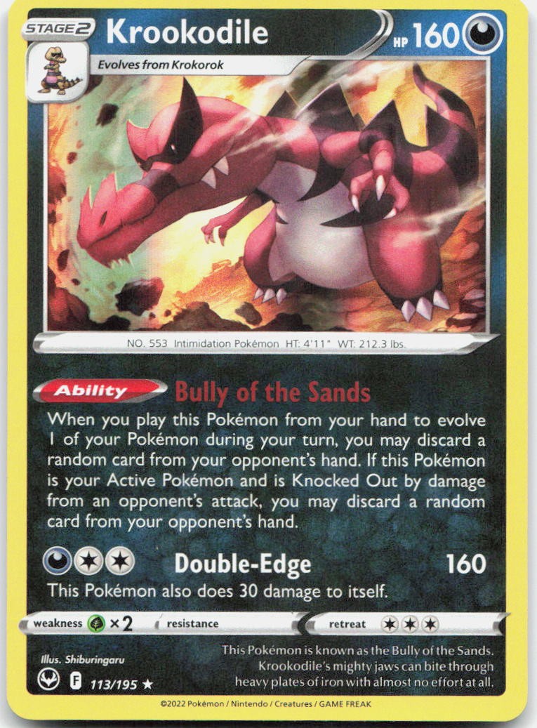 Krookodile 113/195 Holo Rare Silver Tempest Pokemon Near Mint