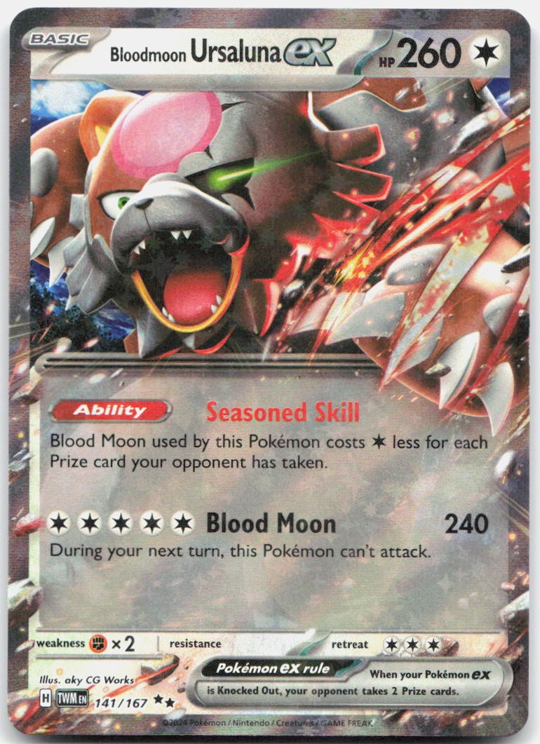 Bloodmoon Ursaluna ex 141/167 Double Rare Twilight Masquerade Pokemon Holo NM