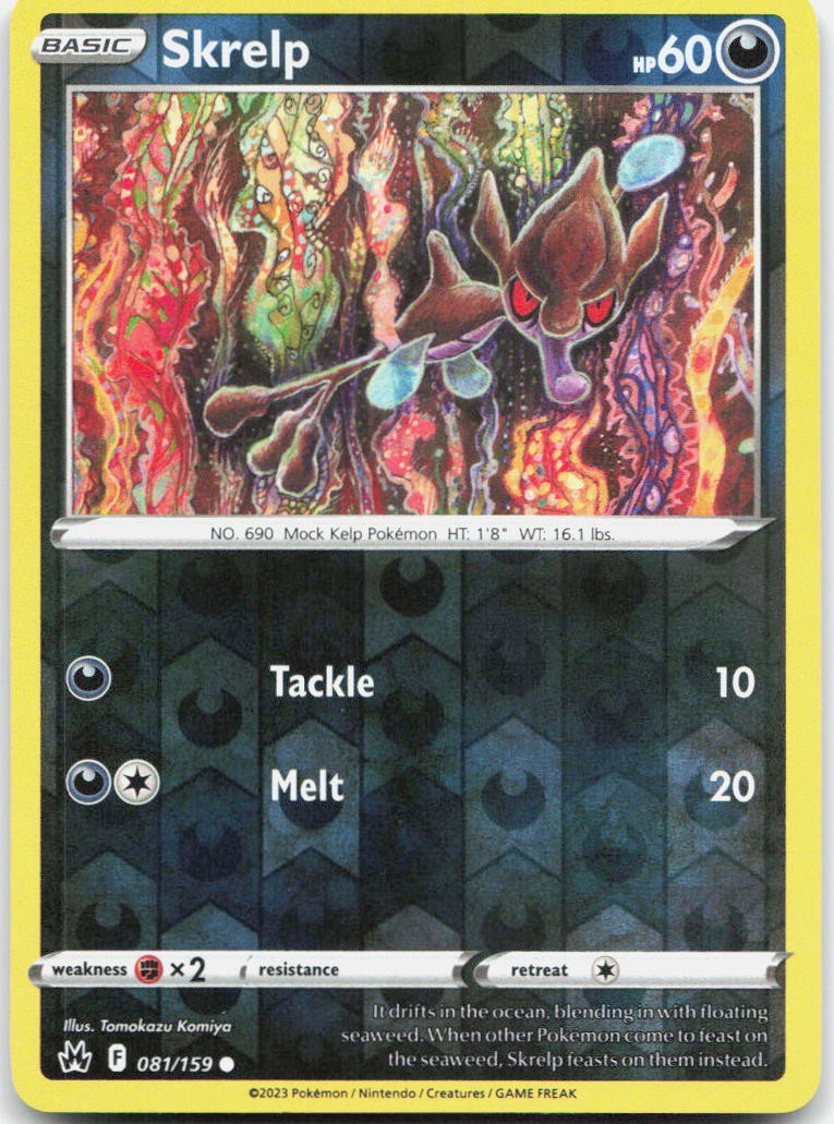 Skrelp 081/159 Common Crown Zenith Pokemon Reverse Holo Near Mint
