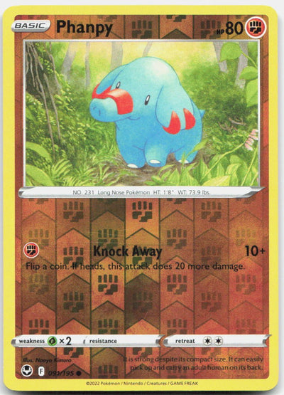 Phanpy Reverse Holo Common SWSH12: Silver Tempest 091/195 NM