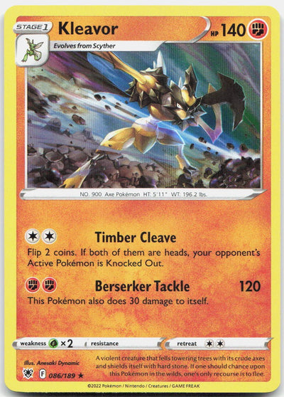 Kleavor 086/189 Holo Rare Astral Radiance Pokemon Near Mint