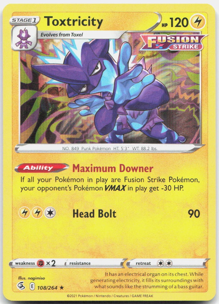 Toxtricity 108/264 Holo Rare Fusion Strike Pokemon Holo Near Mint