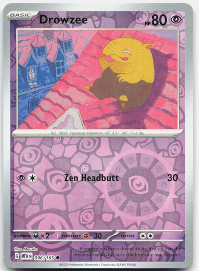 Drowzee 096/165 Common 151 Pokemon Reverse Holo Near Mint