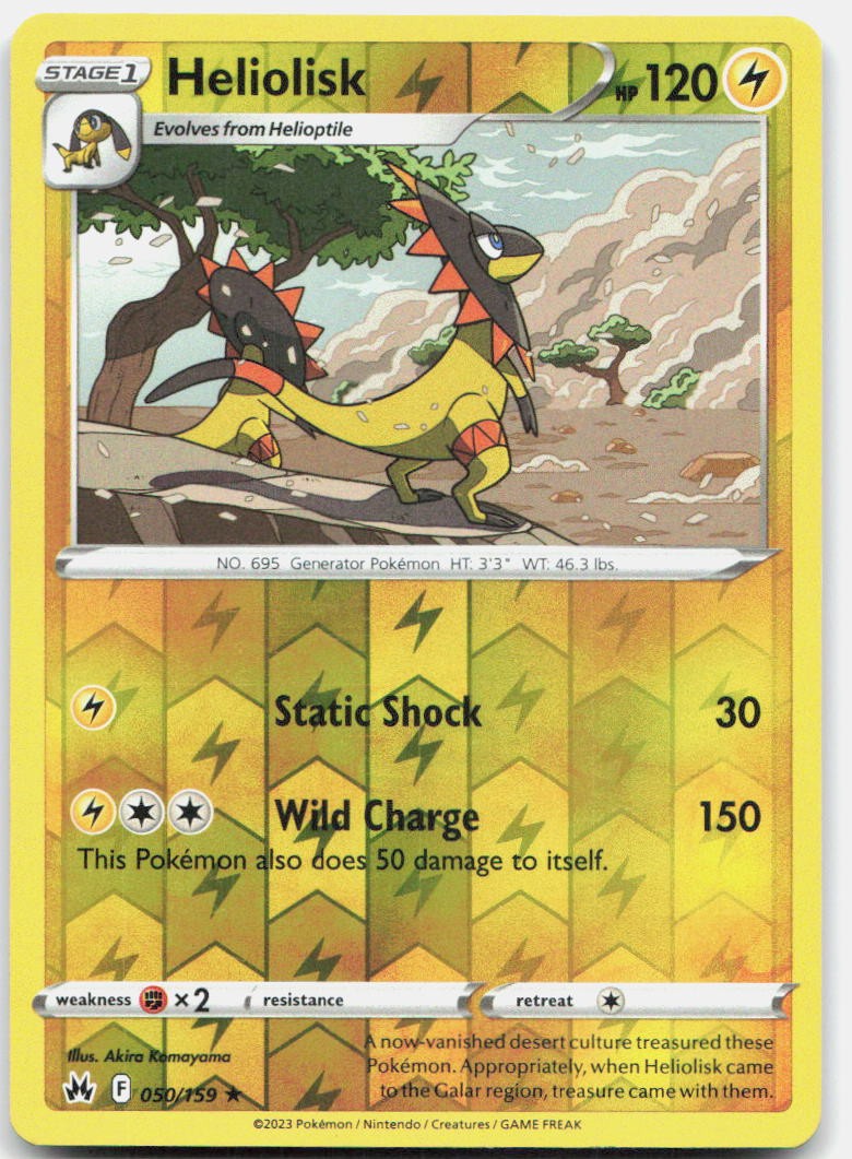 Heliolisk 050/159 Rare Crown Zenith Pokemon Reverse Holo Near Mint