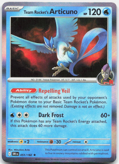 Team Rocket's Articuno Holo Rare SV10: Destined Rivals 051/182 NM