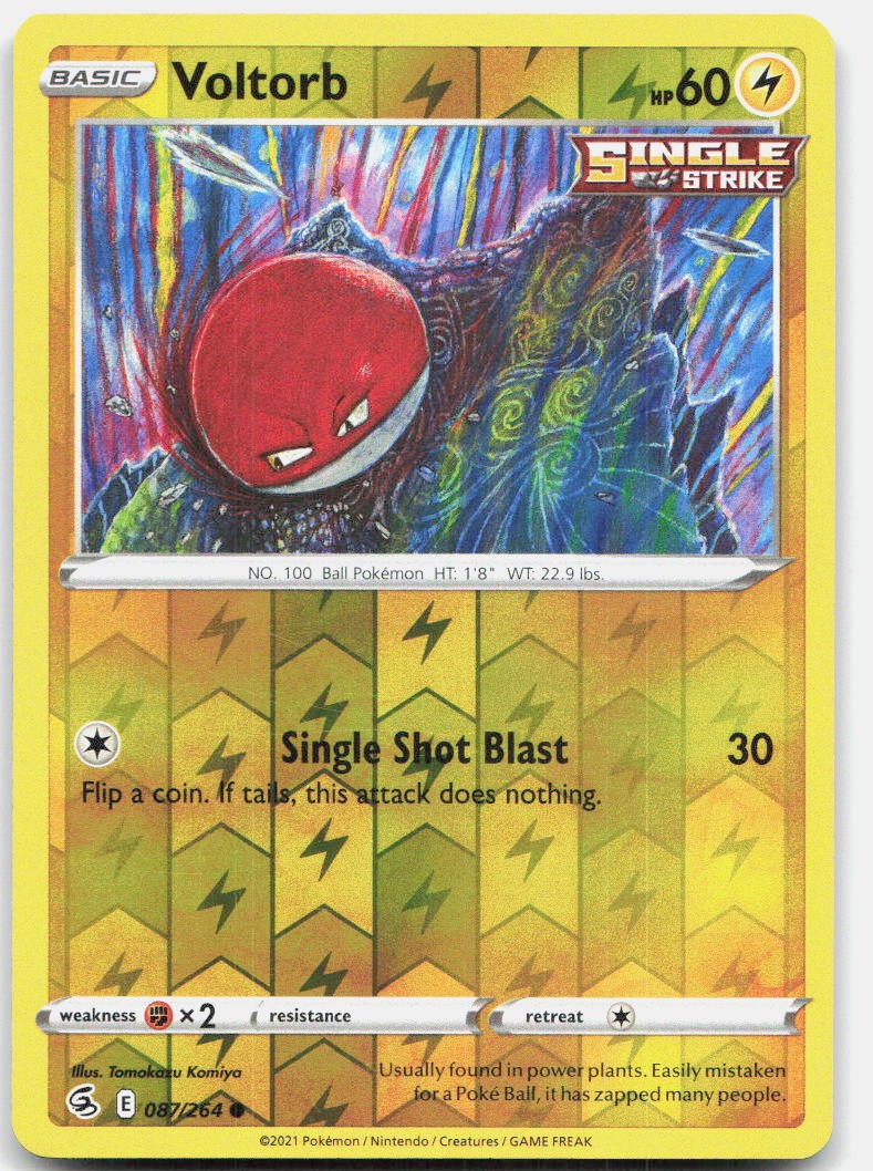 Voltorb 087/264 Common Fusion Strike Pokemon Reverse Holo Near Mint