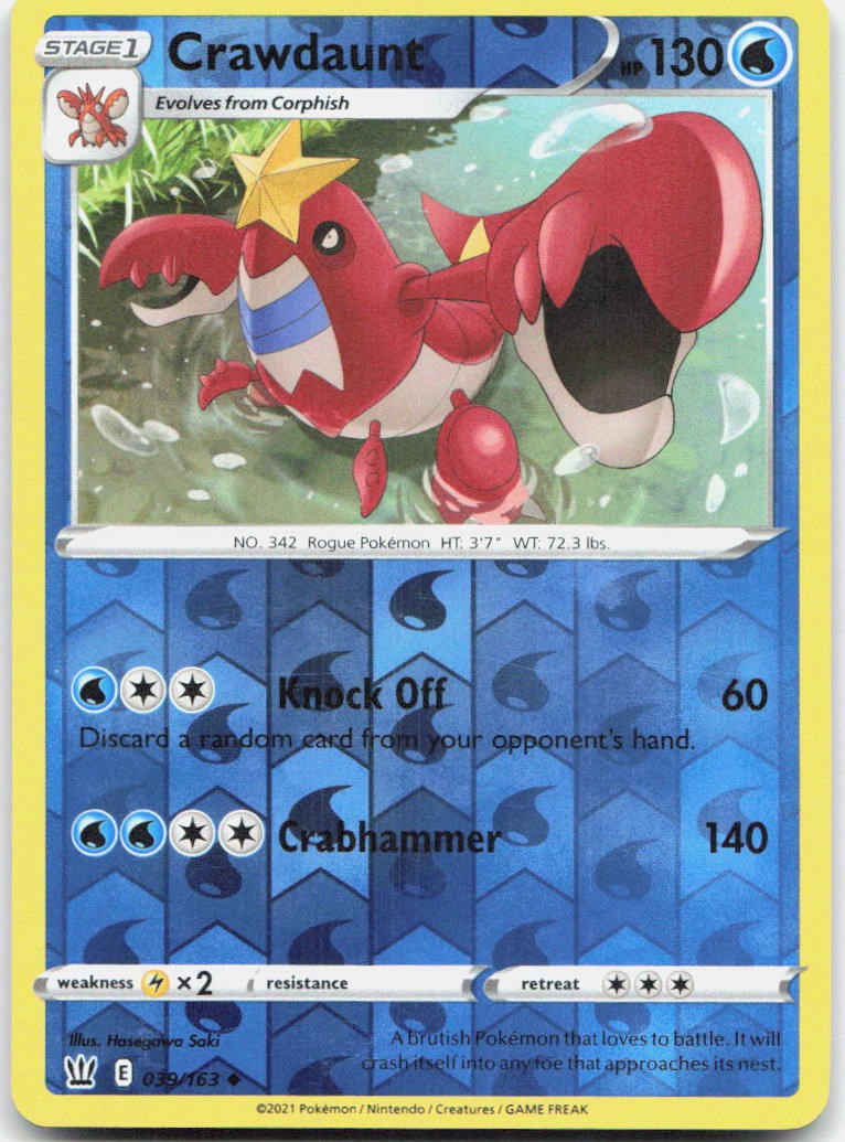 Crawdaunt 039/163 Uncommon Battle Styles Pokemon Reverse Holo Near Mint