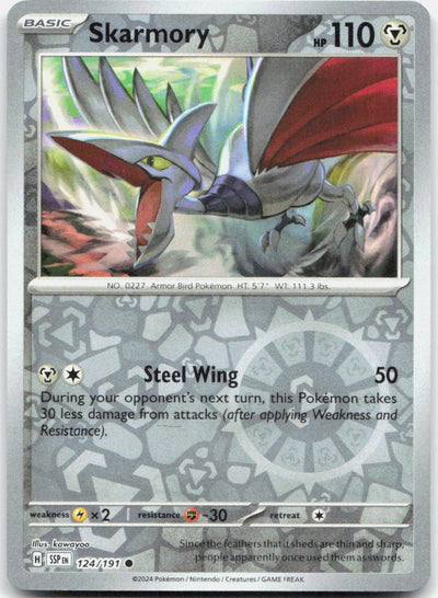 Skarmory Reverse Holo Common SV08: Surging Sparks 124/191 NM