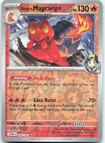 Ethan's Magcargo 036/182 Rare Destined Rivals Pokemon Reverse Holo Near Mint