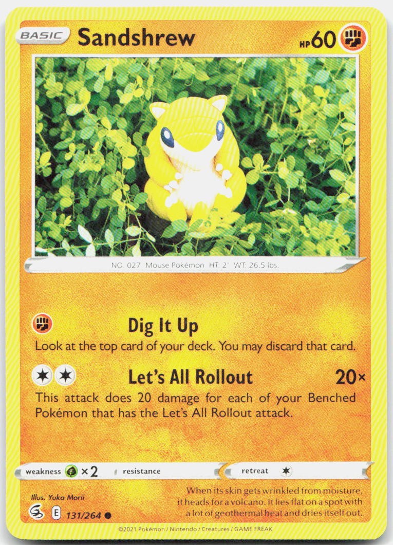 Sandshrew 131/264 Common Fusion Strike Pokemon Near Mint