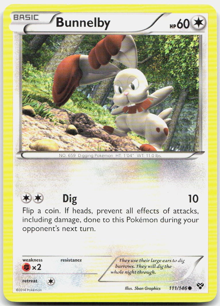 Bunnelby 111/146 Common XY Pokemon Near Mint
