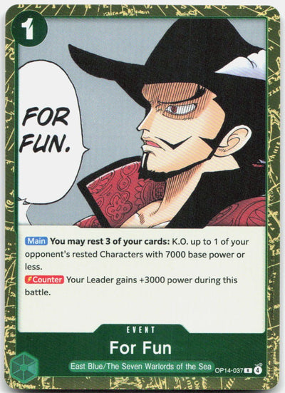 For Fun OP14-037 Rare The Azure Sea's Seven One Piece Foil Near Mint