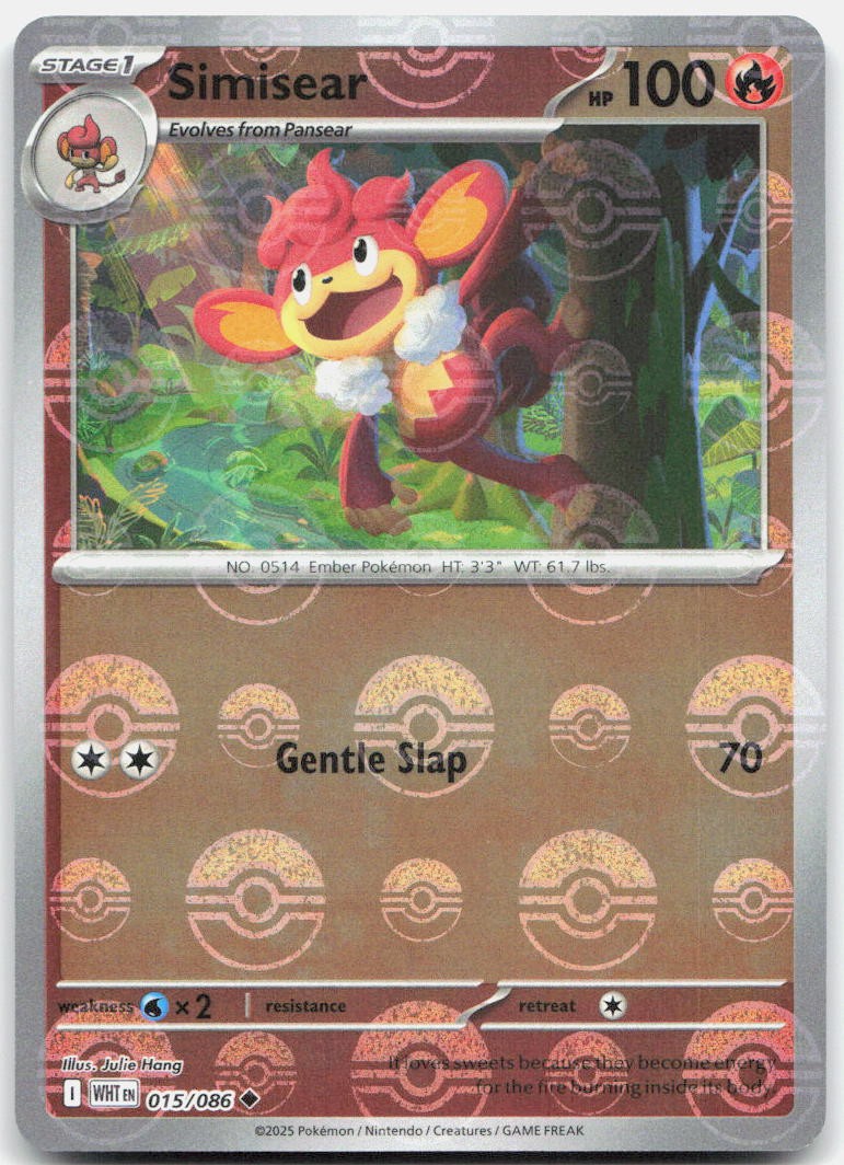 Simisear (Poke Ball Pattern) 015/086 Uncommon White Flare Pokemon Holo Near Mint