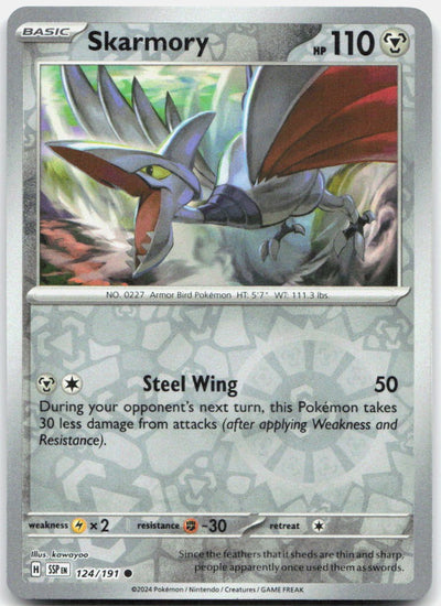 Skarmory Reverse Holo Common SV08: Surging Sparks 124/191 NM