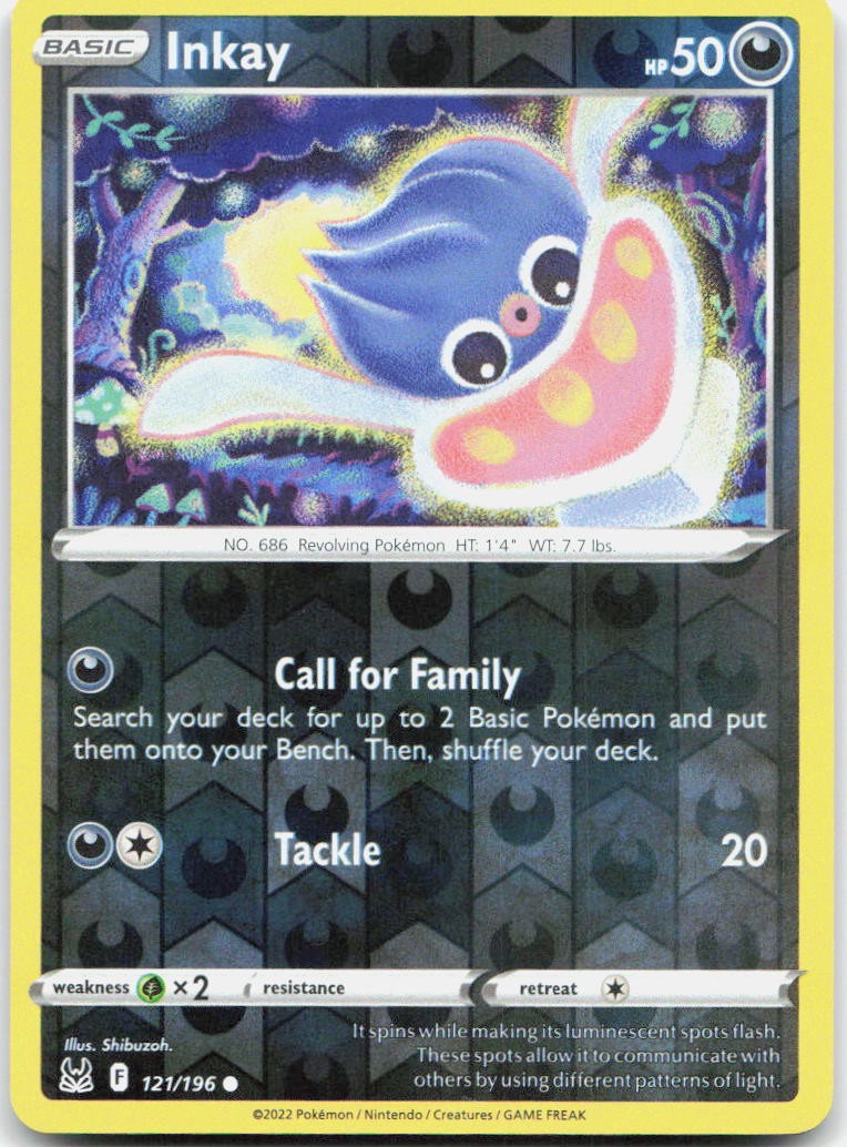 Inkay 121/196 Common Lost Origin Pokemon Reverse Holo Near Mint