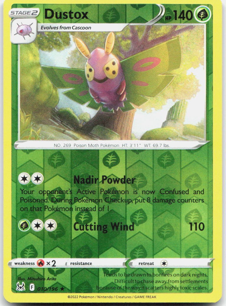 Dustox 010/196 Rare Lost Origin Pokemon Reverse Holo Near Mint