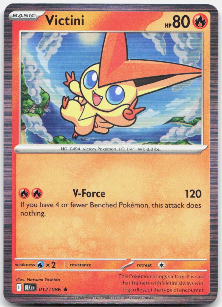Victini 012/086 Holo Rare Black Bolt Pokemon Near Mint