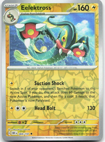 Eelektross Reverse Holo Uncommon SV03: Obsidian Flames 069/197 NM