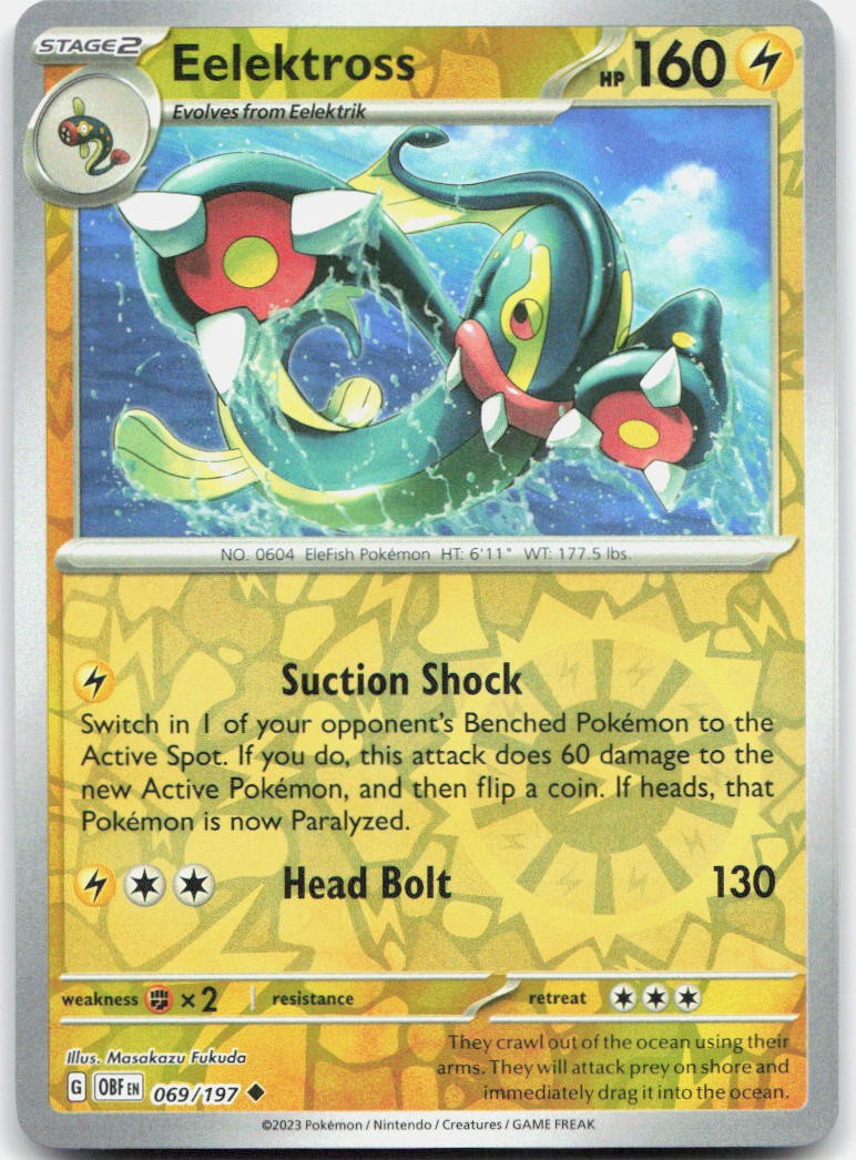 Eelektross Reverse Holo Uncommon SV03: Obsidian Flames 069/197 NM