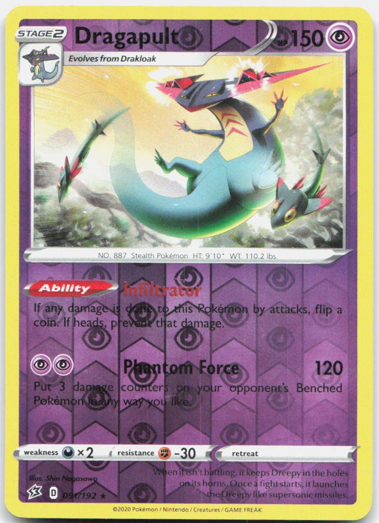 Dragapult 091/192 Holo Rare Rebel Clash Pokemon Reverse Holo Near Mint
